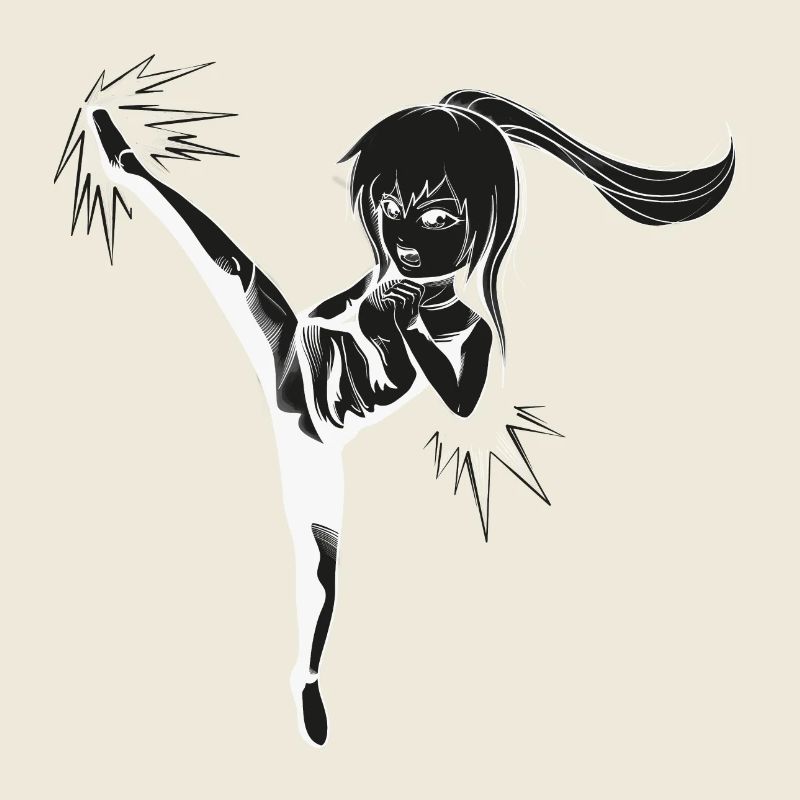 Chibi Girl avec coup de pied - blanc