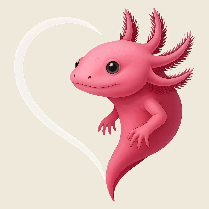Süßer Axolotl mit Herz