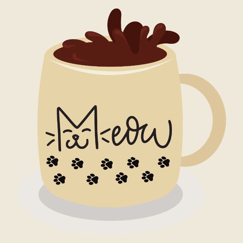 Cat Face Mug with Paw Prints