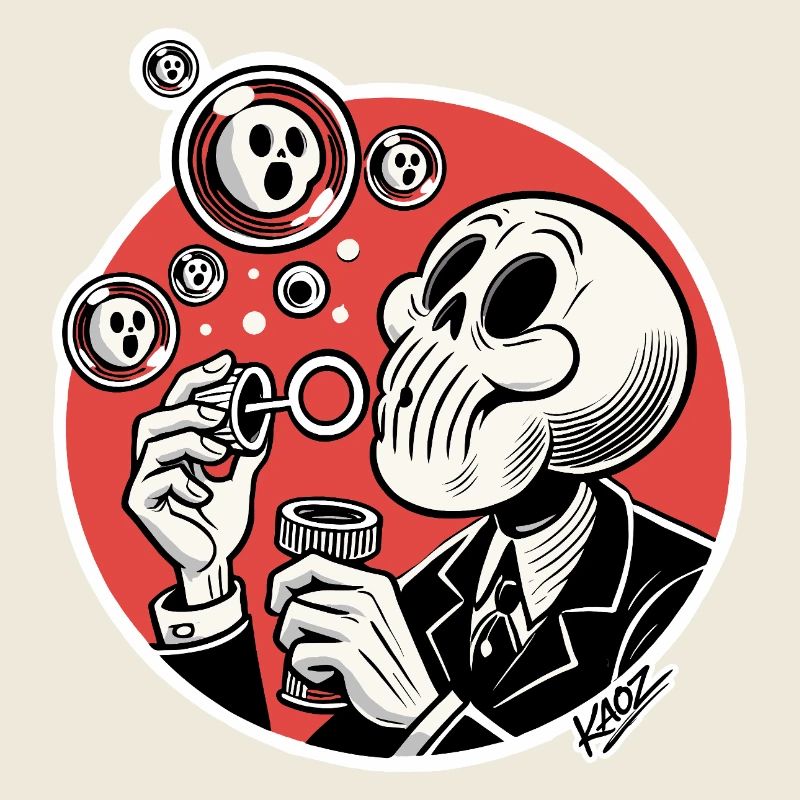 Skeleton Bubble Blower Illustration