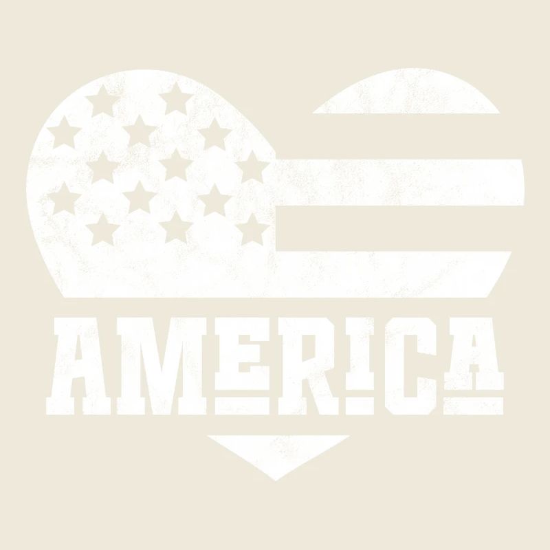 America Flag Heart White