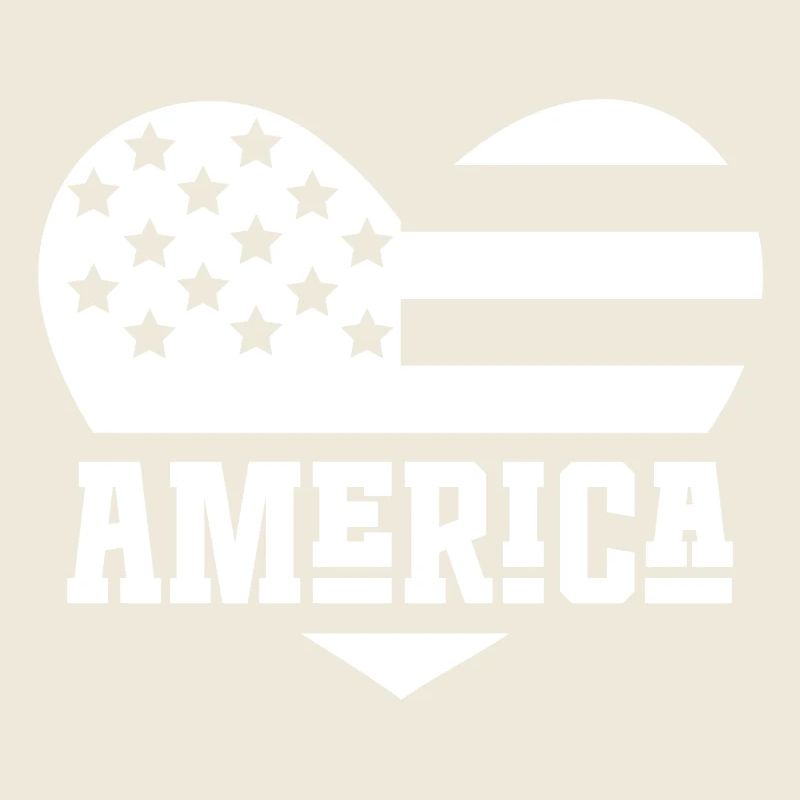 America Flag Heart White