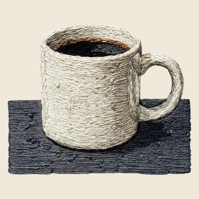 Embroidered mug filter coffee slow coffee (printed)