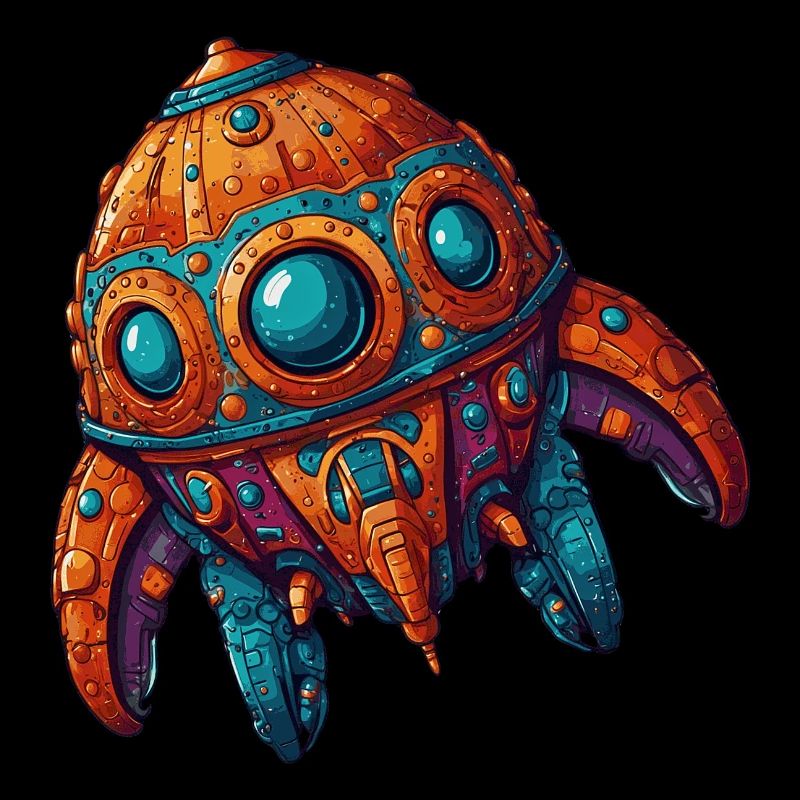 Colorful imaginative whimsical spaceship