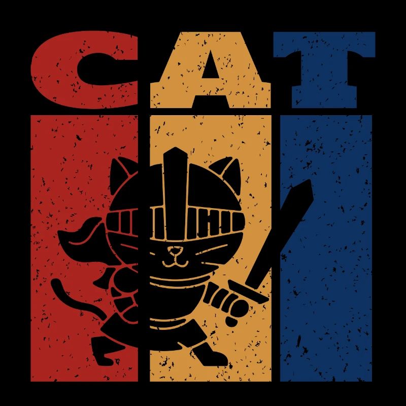 Knight Cat Retro Design