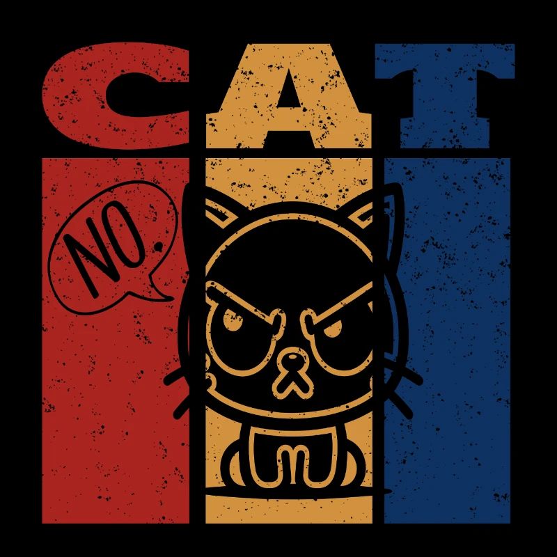 Angry Cat Saying No Retro Design