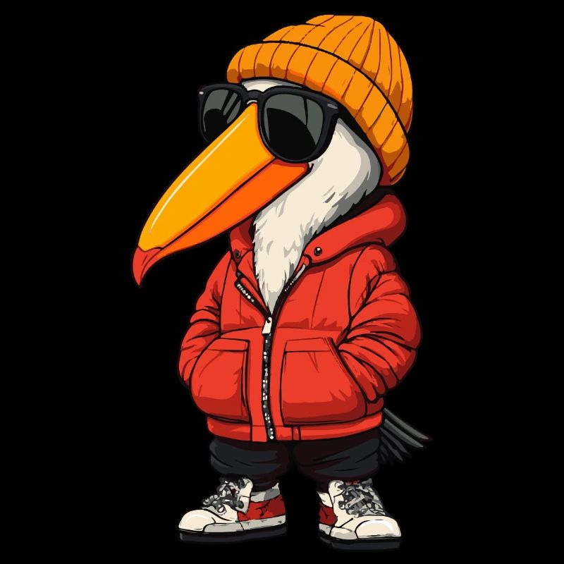 Pelikan Vogel Winter Comic