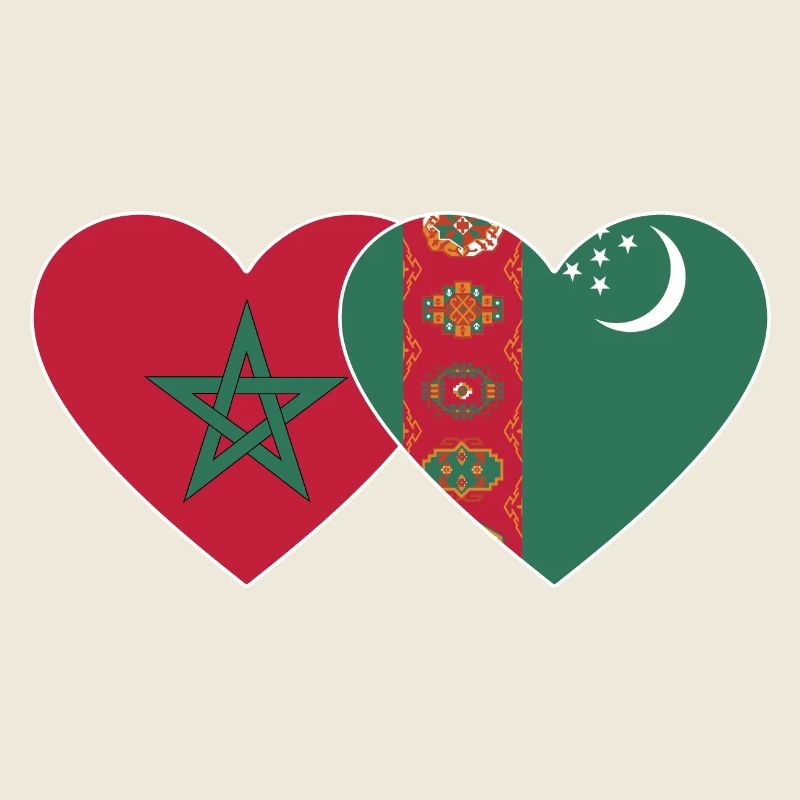 Morocco Turkmenistan Flag Heart