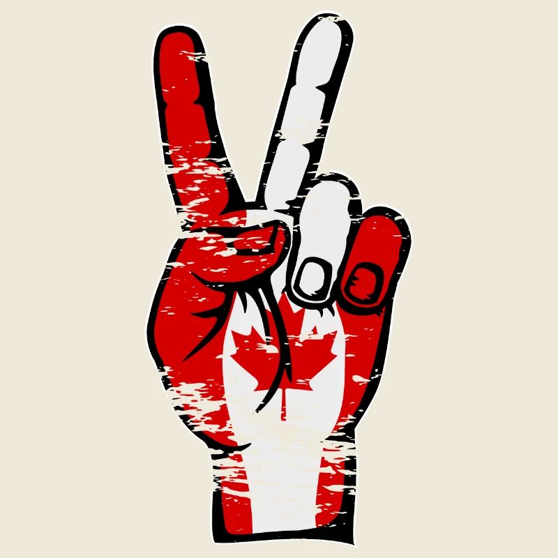 Canada Flag Peace Victory Symbol Used