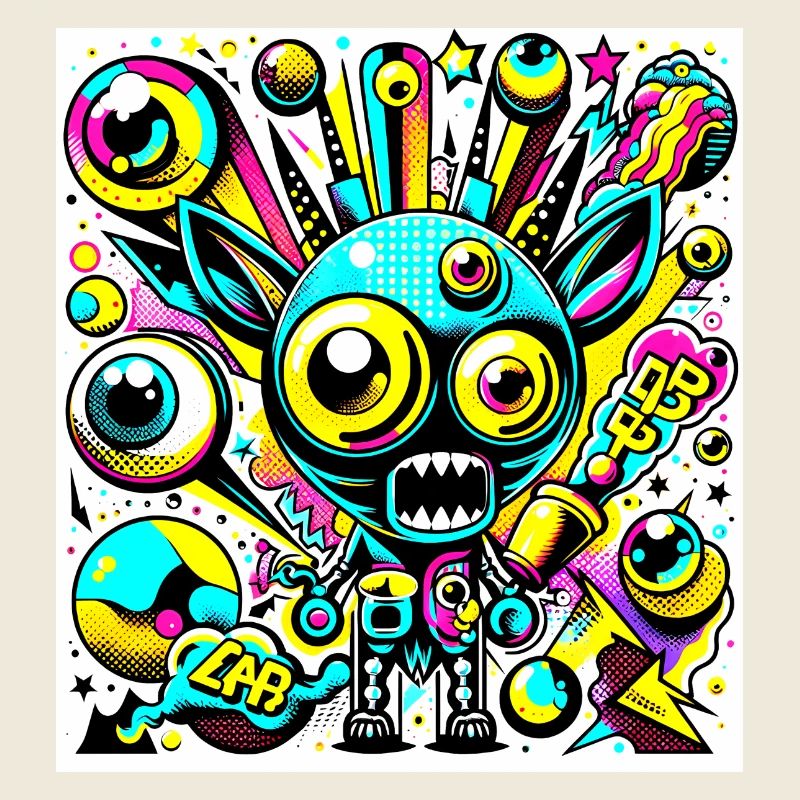 Monstre Abstrait Pop Art Rigolo