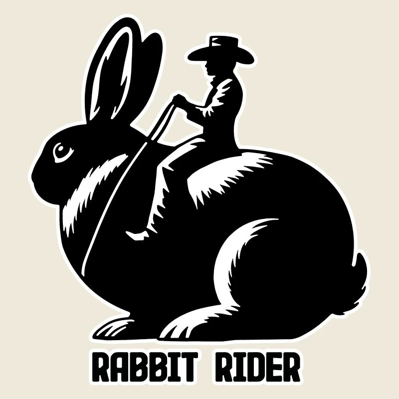 Cavalier de lapin (texte foncé - avec contour, 3 couleurs)