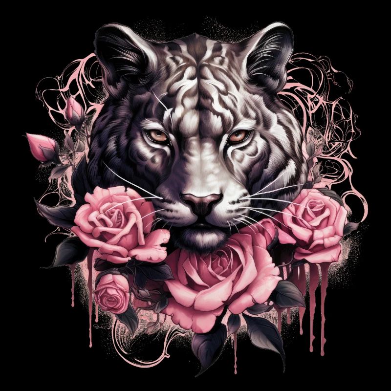 King Tiger with pink Roses