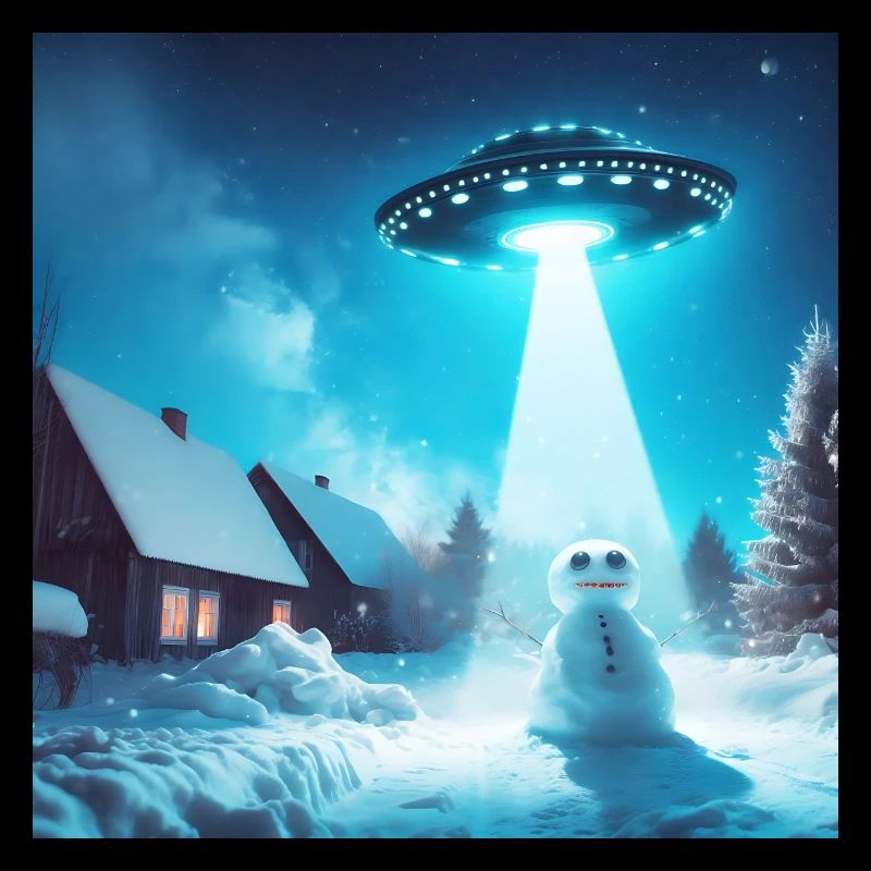 UFO Snowman Winter Snow Alien