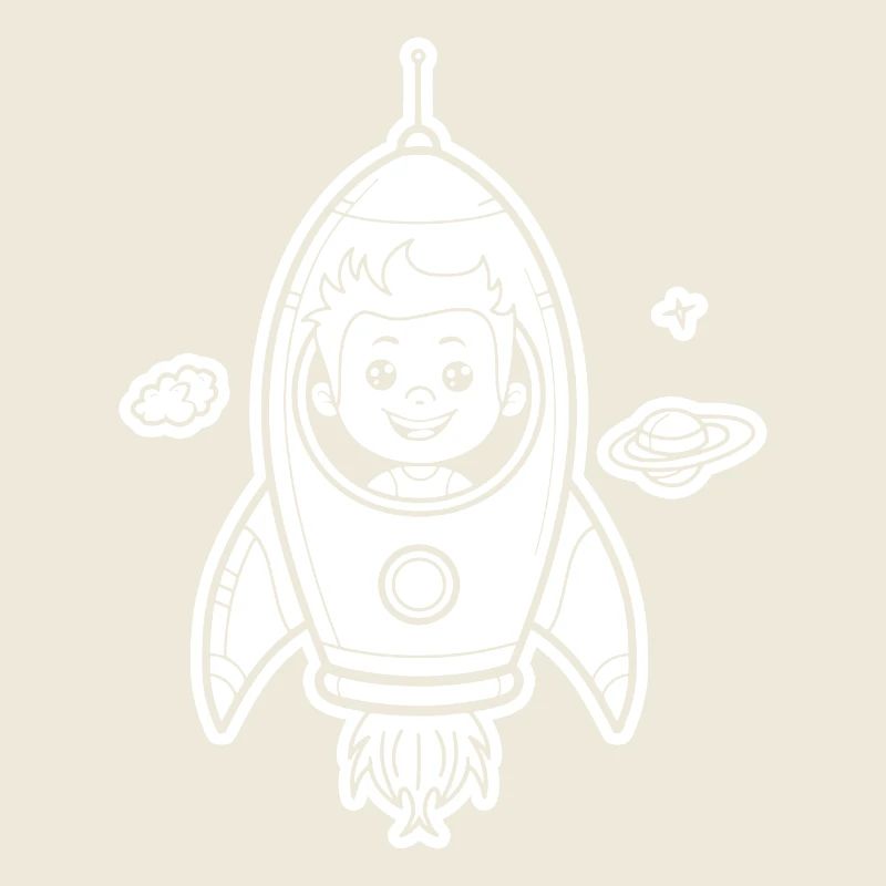 Astronaut Junge in Rakete im Weltall