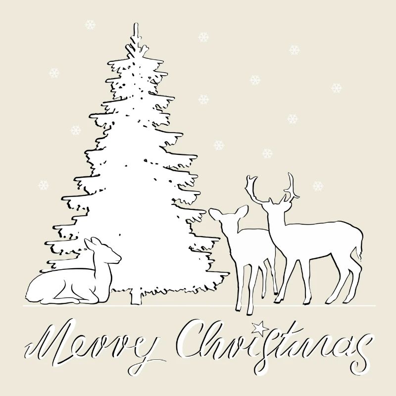 Cerf sous le sapin de Noël