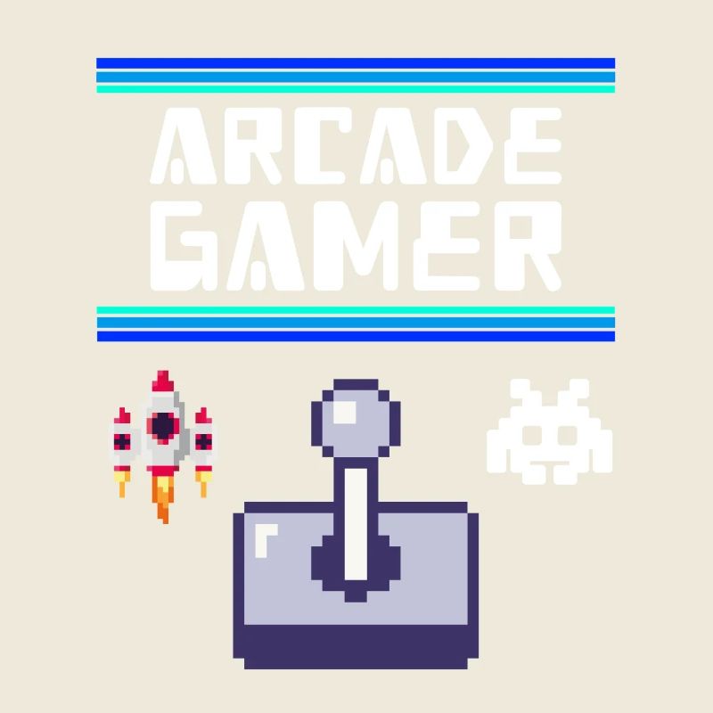 Arcade Gamer Pixel Alien Invader Joystick Retro