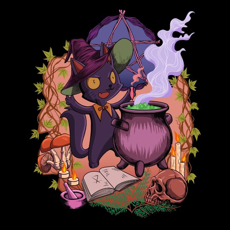 Witchcore - at the cauldron stands the witch cat