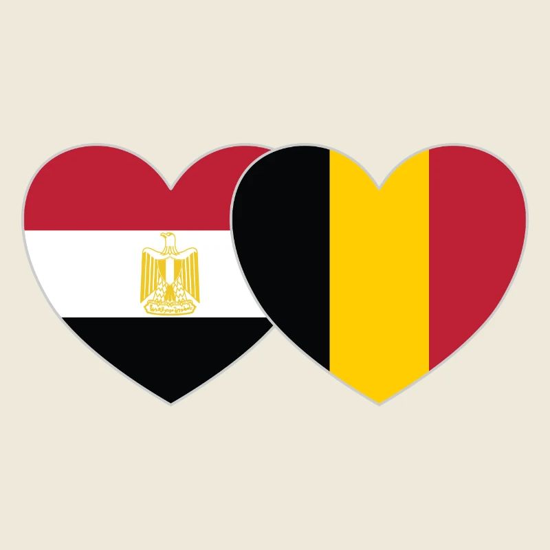 Egypte Belgique Drapeau Coeur