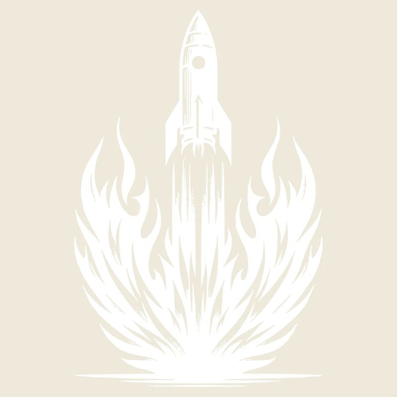 Launching rocket in flames
