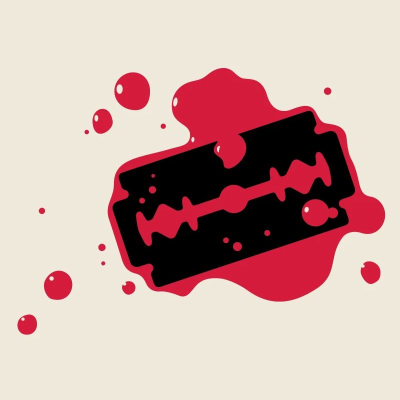 Razor blade with blood