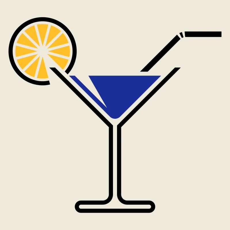 Cocktail / Verre à cocktail / Martini + (Bleu)