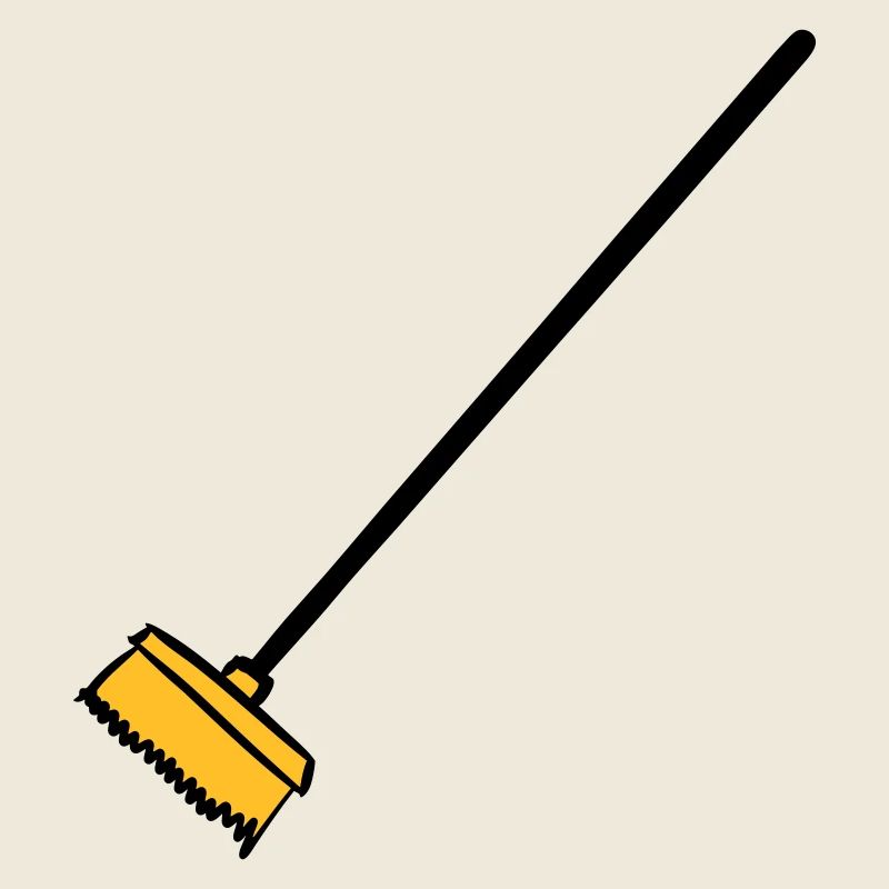Broom, hand-drawn. Cleaning lady, garbage man