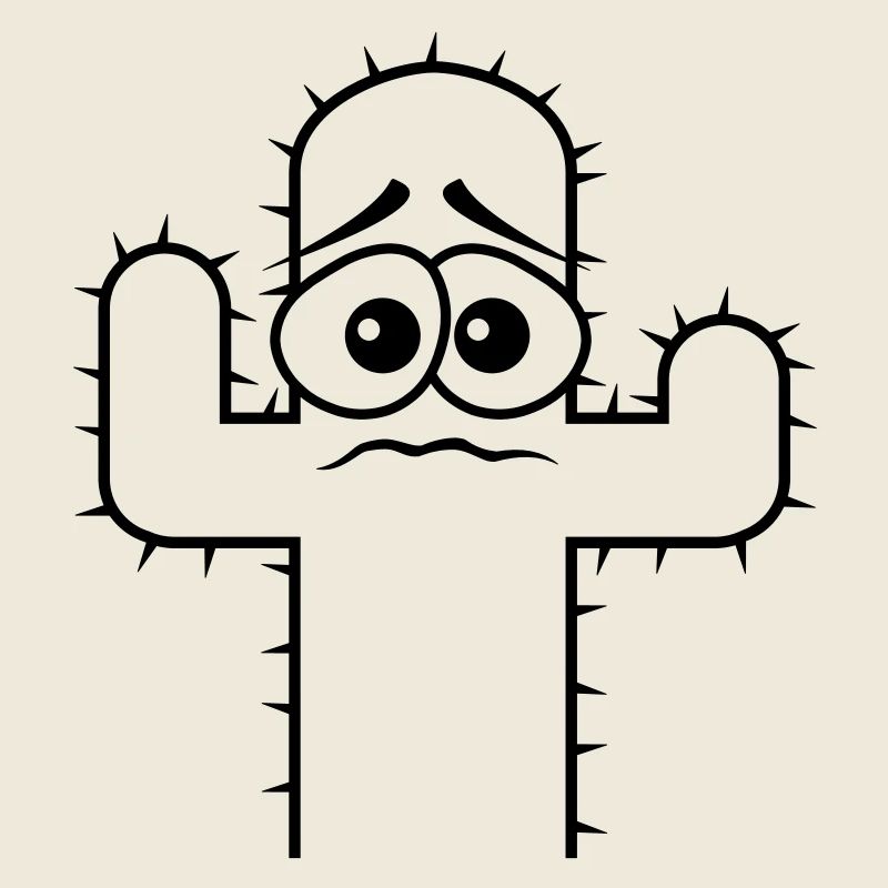 Cactus Face Fear Sad Desert Funny Cacti