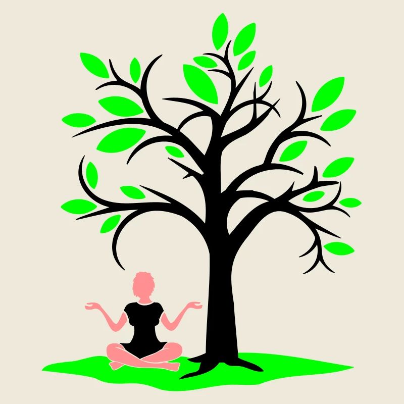 Méditation Sous l’arbre Forêt Transe Femme Médite