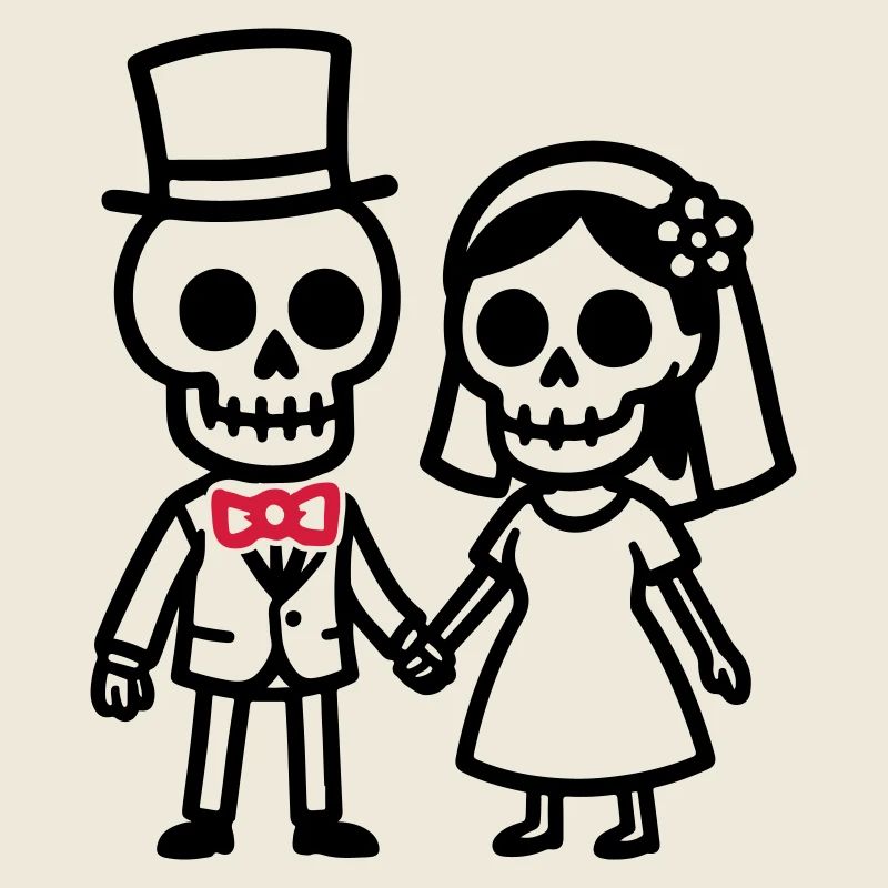 Ehepaar Hochzeit Skull