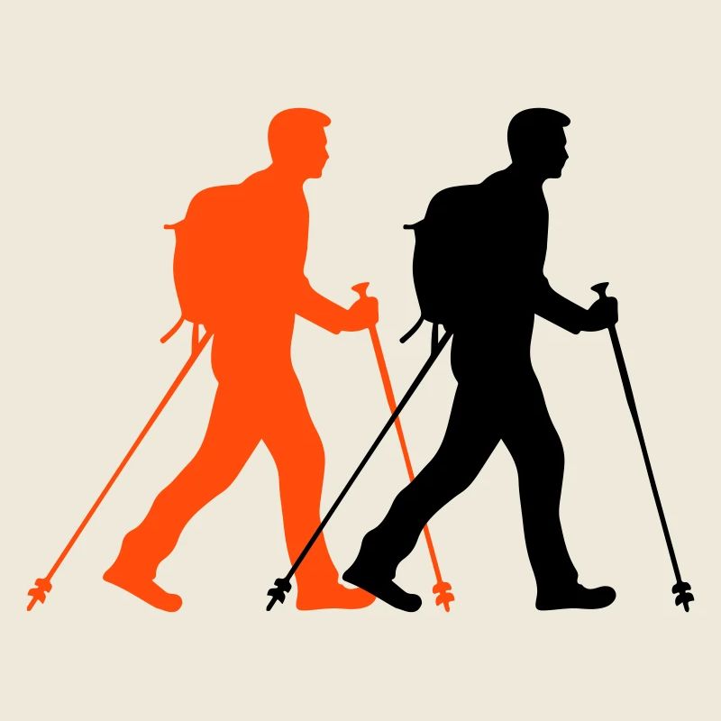 Nordic Walking Man Silhouette
