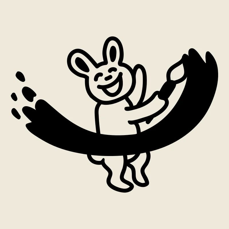 Hase malt mit Pinsel - Line