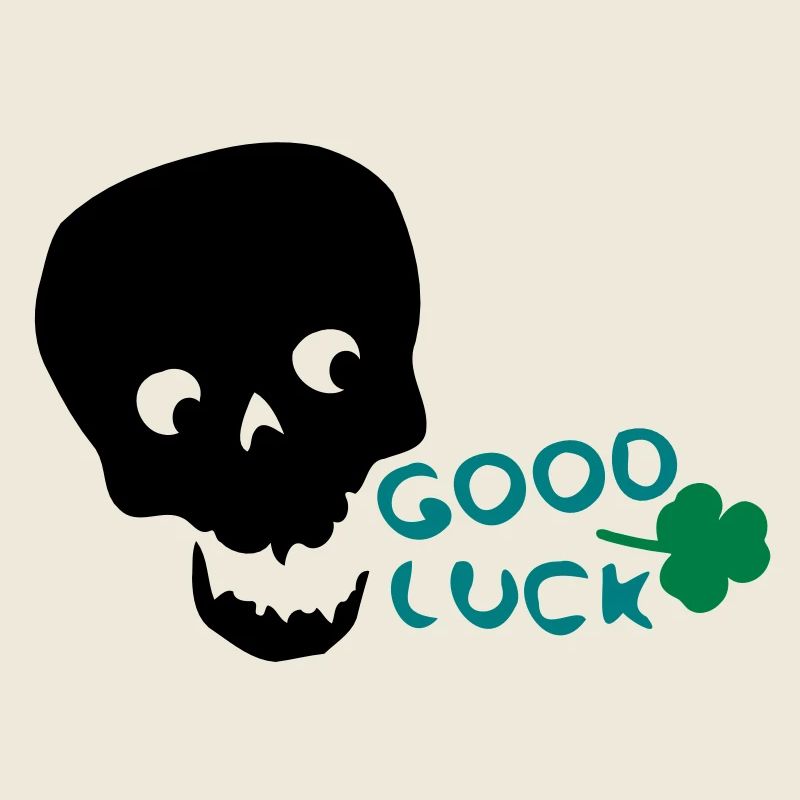 Good Luck shamrock txt & skull