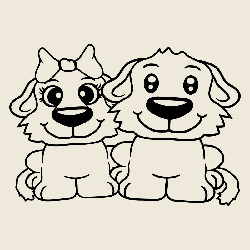 2 Équipe de chiens Deux amis Amour Couple Amoureux