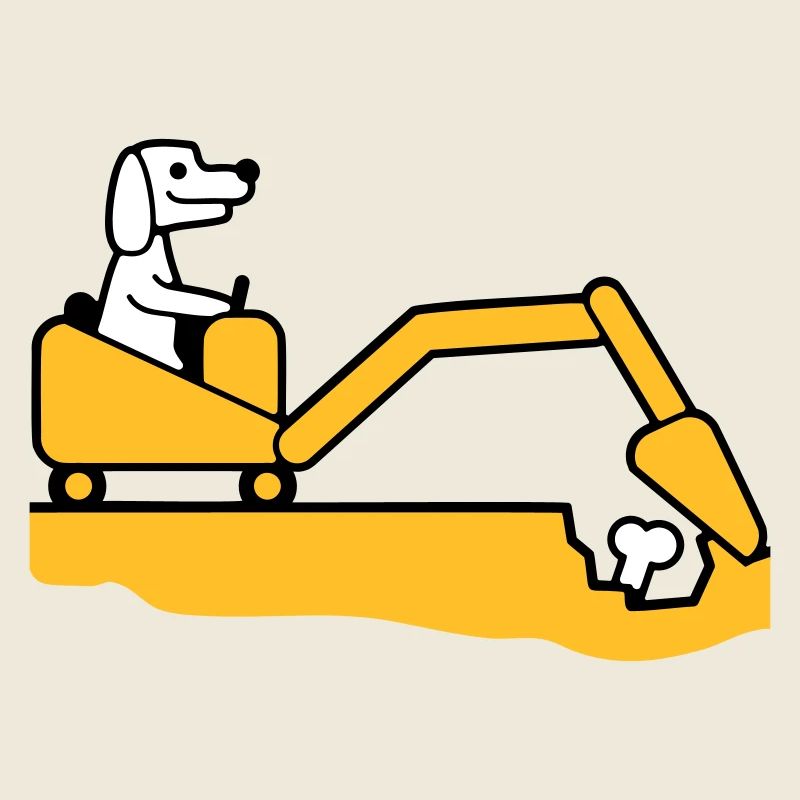 Dog Bones Burying Excavator Digging Cool Digging