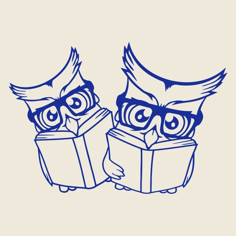 2 Owls Nerd Duo Geek Book Reading Eagle Owl Glasses Smart