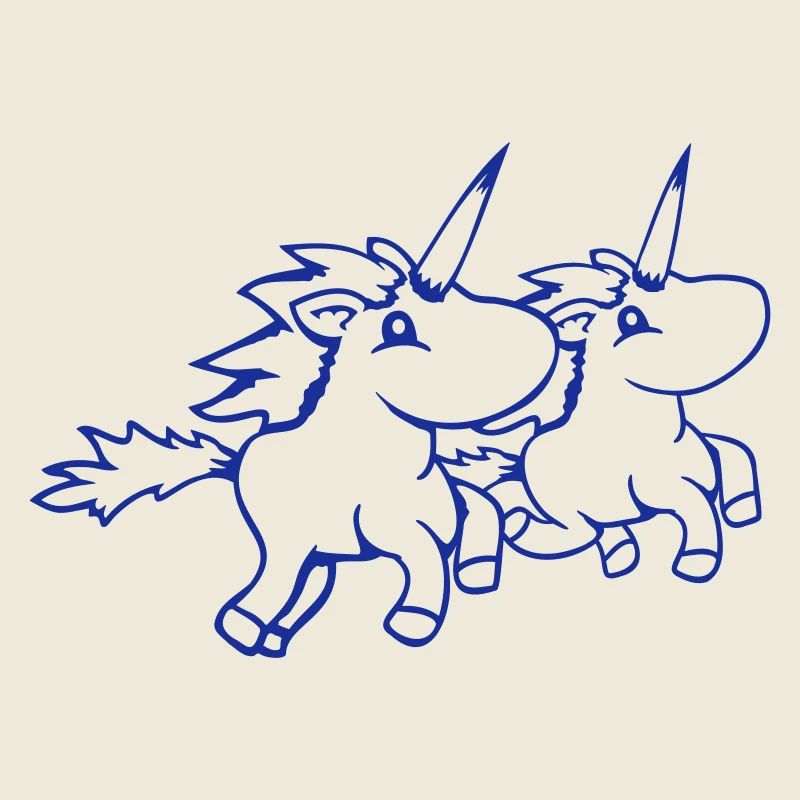 2 Unicorns Team Riding Fast Gallop Joy Crew