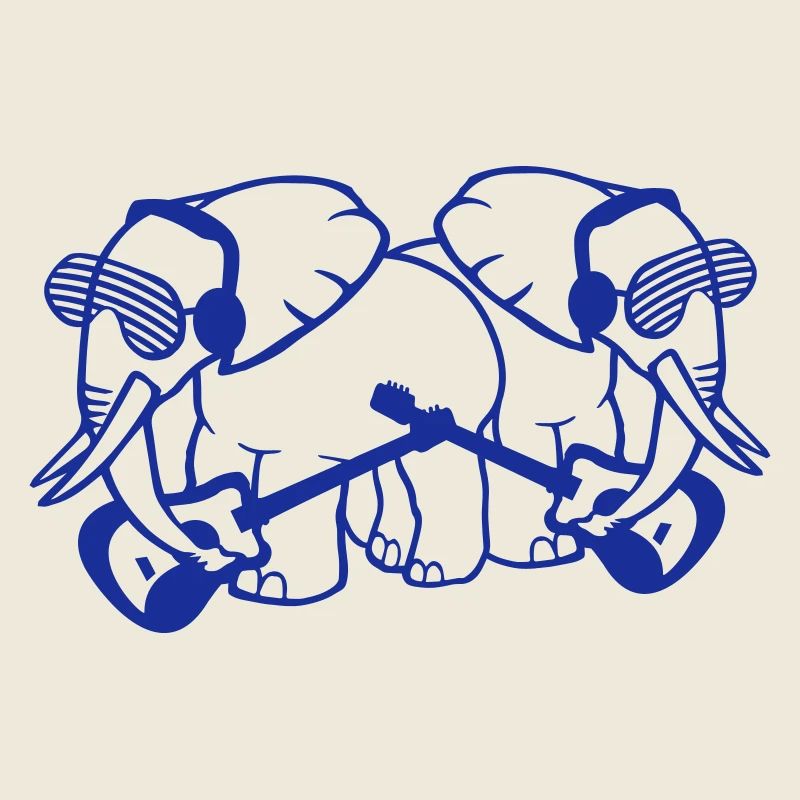 2 Elephants Two Friends Guitar Playing Band Team