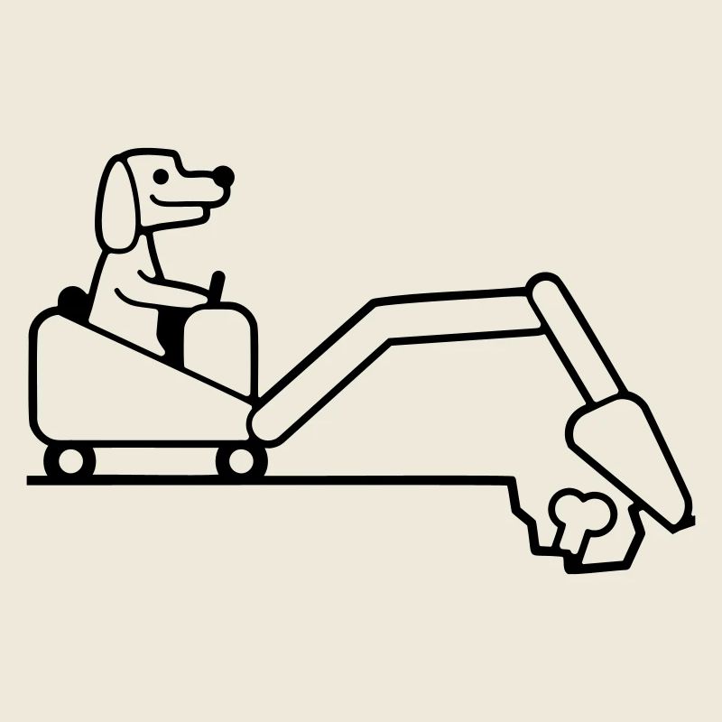 Dog Bones Burying Excavator Digging Cool Digging