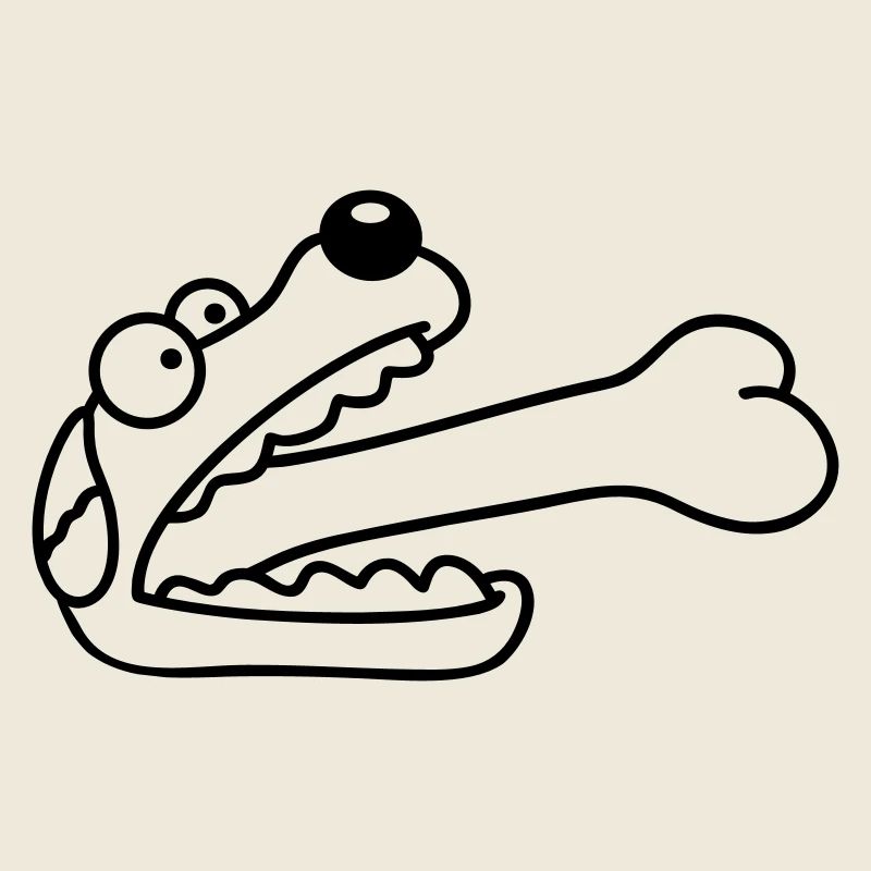 Chien Avide Affamé Gros Os Avalé