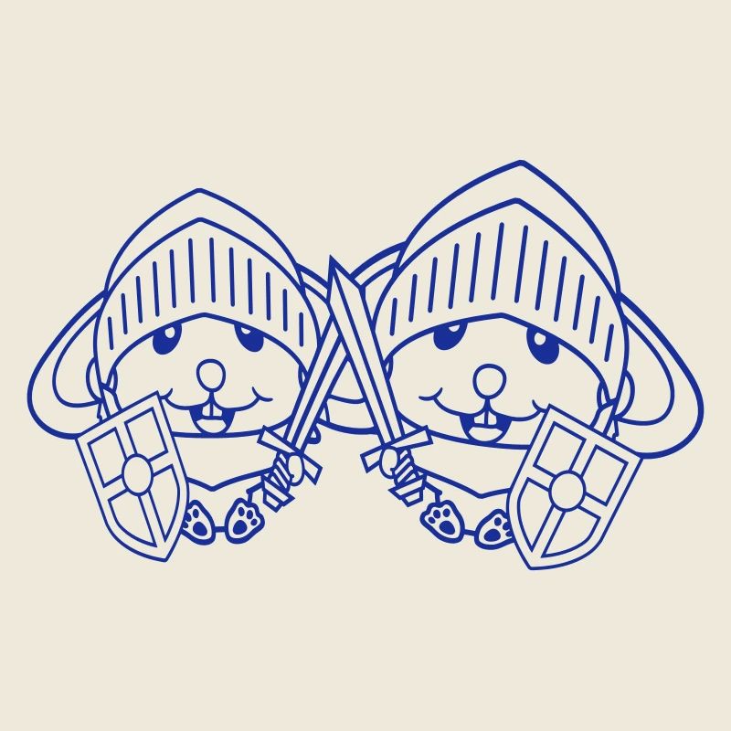 2 Hasen Ritter Schwert Schild Rüstung Helm Held