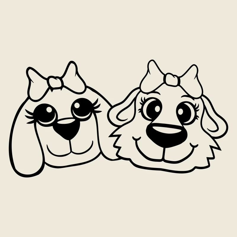 2 Équipe de chiens Deux amis Petites amies Couple Équipage