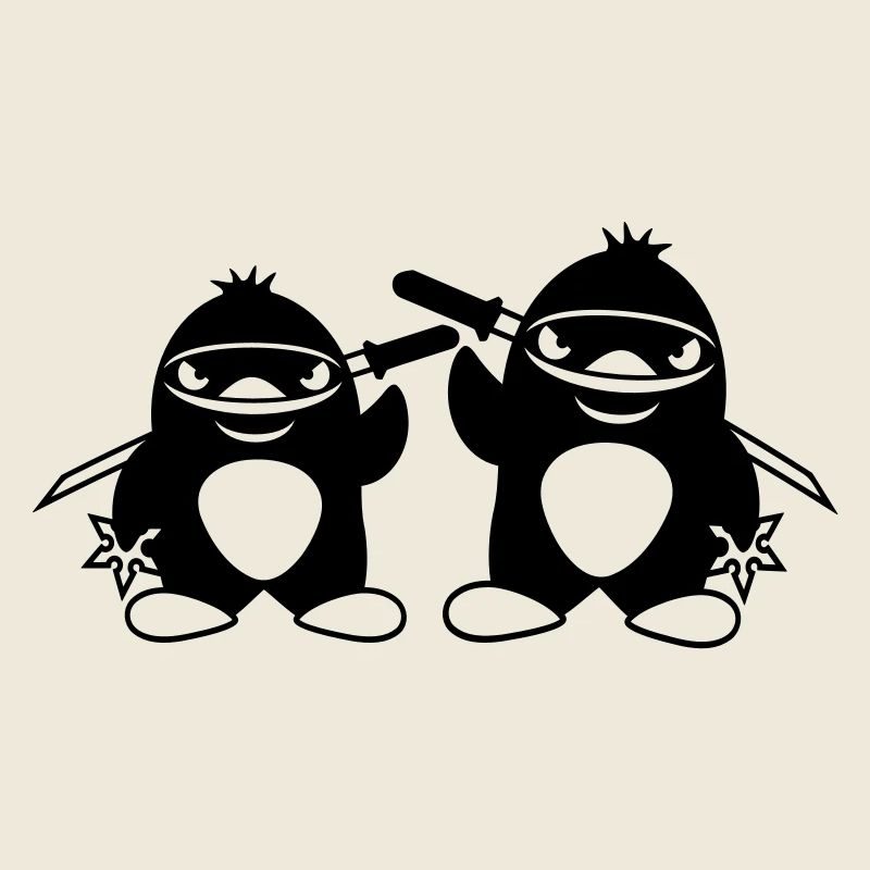 2 Penguins Ninja Samurai Japanese Katana Team Duo