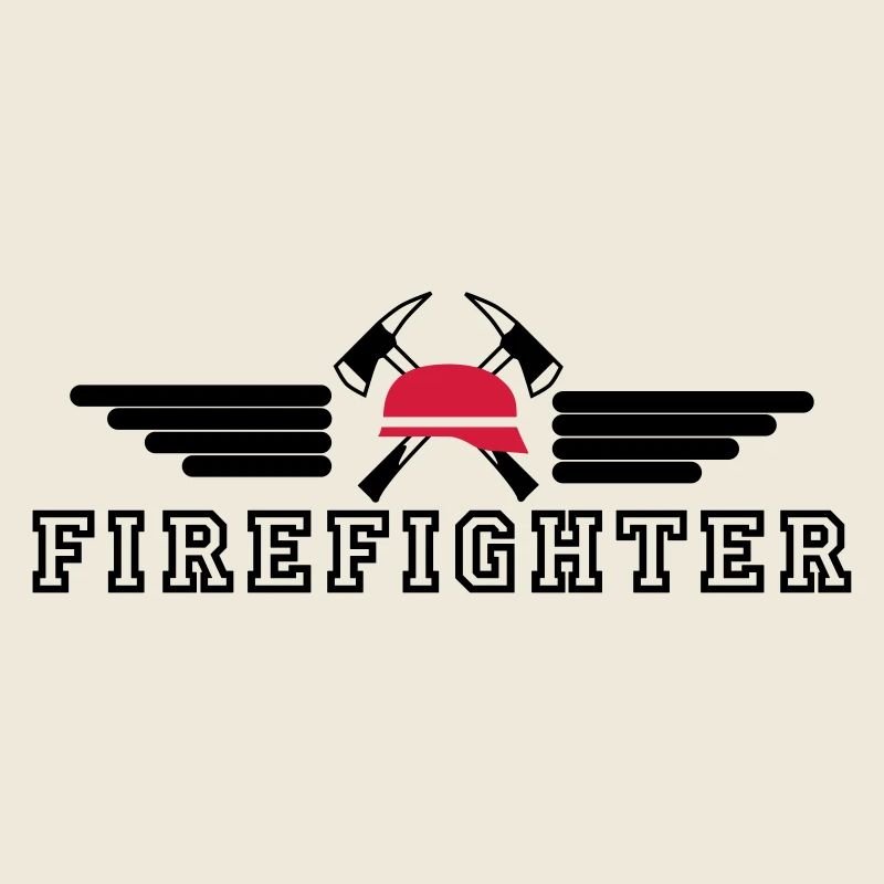 FIrefighter Logo mit Helm und Axt mit Wings