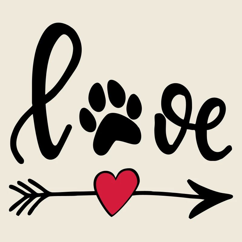 Love mit Hundepfote - Pfeil mit Herz