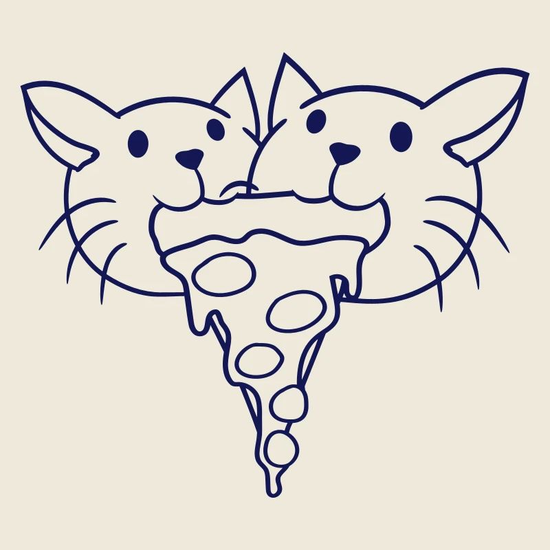 2 Katzen Essen Salami Pizza Fast Food Hunger Team