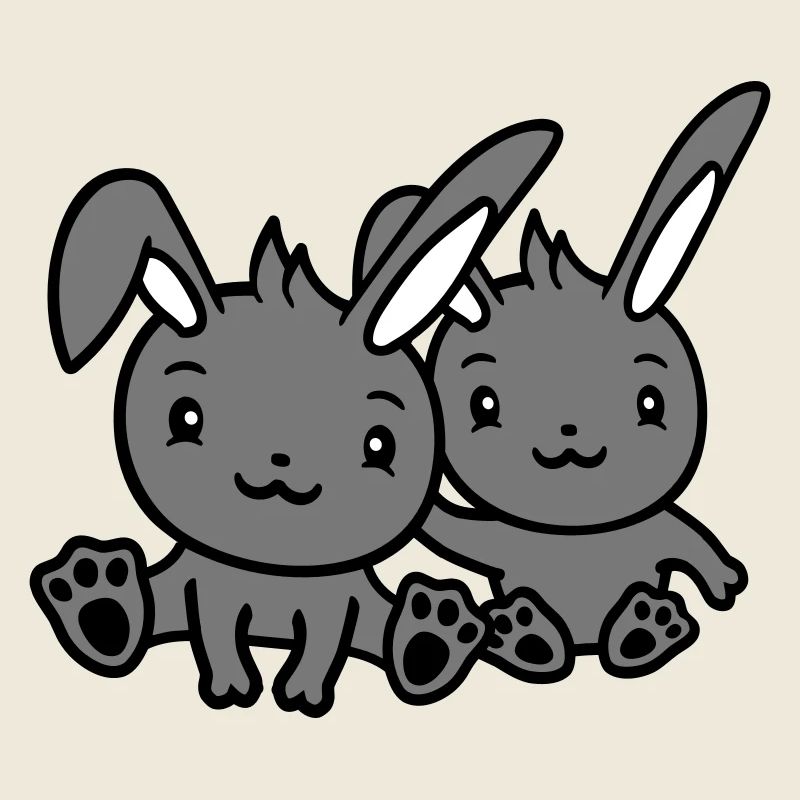 2 Lapins Amis Équipe Équipage Couple Deux Chanceux
