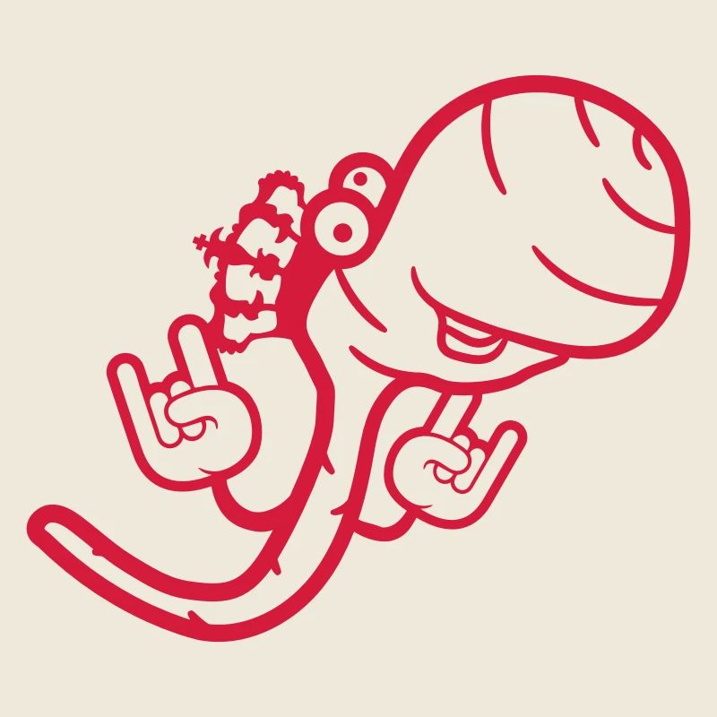 Heavy Metal Worm King Couronne Cornes Geste de la main Fun