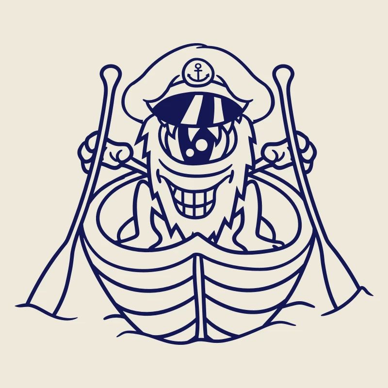 Coquin Méchant Monstre Pagaies Capitaine Drôle Mignon