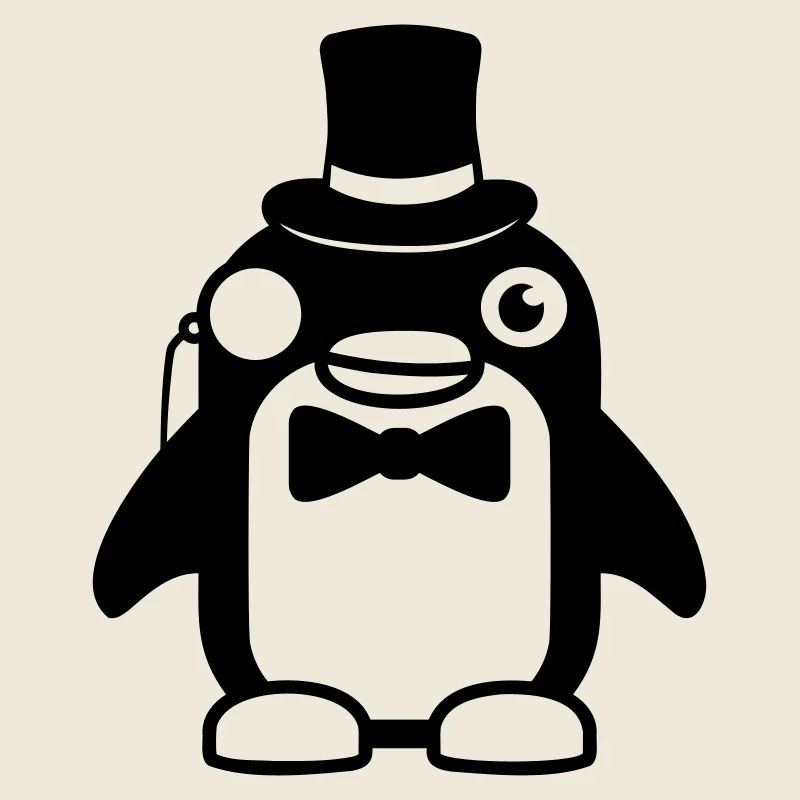 Pingouin Gentleman Sir M. Monocle Haut de Forme