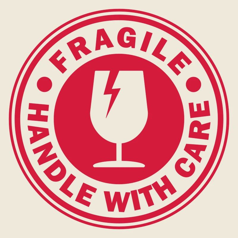 Fragile round circle stamp handle with care